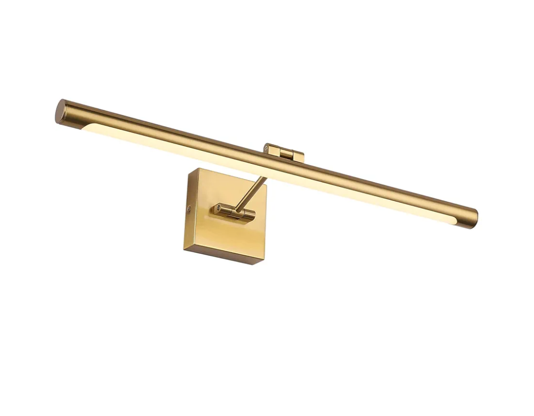 Joosenhouse LED Picture Light Fixtures Dimmable 24.4 Inches, Full Metal Artwork Display Lamp with Single Swing Arm, 14W (70W Eqv), Hardwired Connection, 3000K Warm White, Golden-Like Brass Finish