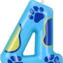 Dog Paw Themed Birthday Candle, Blue Cute Dog Paw Printed Birthday Cake Number Candle Cupcake Topper Party Supplies Decorations for Boy and Girl (Number 4)
