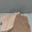 Fixmatti Women 2 Piece Colorblock Outfits High Neck Sweatshirt and Sweatpants Jogger Set Sweatsuit Khaki M