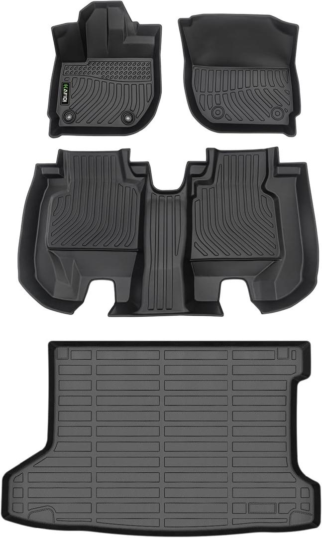 All Weather Car Floor Mats & Cargo Liner for Honda HR-V 2016-2022 (FWD Models) Custom Fit Full Set Accessories - Black