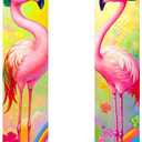 12x71 Inch St Patricks Day Flamingo Door Banners Pink Bird Porch Signs with Clover and Rainbow Holiday Entryway Decoration for Indoor Outdoor Front Door Seasonal Hanging Couplets