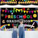 2 x Preschool Graduation Party Decorations Preschool Graduation Backdrops Class of 2026 Pre Kindergarten Graduate Photography Backdrop Banner Ceremony Photo Prop for Teachers School Classroom Party Decor