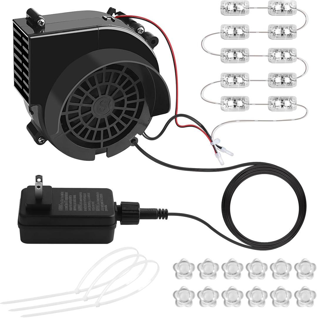 Lorvain 2.5A Replacement Air Blower for Inflatables, Replacement Inflatable Air Fan Blower with 10 White LED Lights & 12v/3A Adapter for Halloween Christmas Outdoor Inflatable Fan Blowers