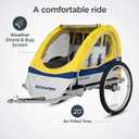Schwinn Echo Child Bike Trailer, Max of 2 Children with Total Weight of 80 lbs., Canopy, 20-Inch Air-Filled Tires, Yellow/Grey