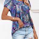 BETTE BOUTIK Womens Summer Tops Pleated Short Sleeve Tunic Tops Short Sleeve Blouses Shirts S-3XL (M)