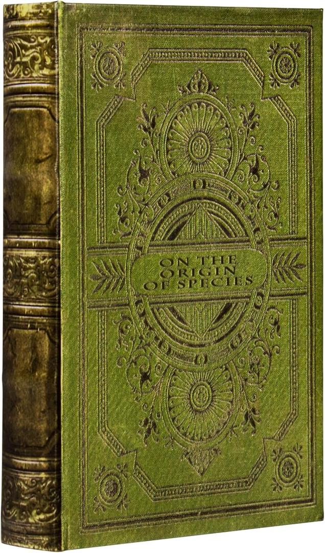 Vintage Style Olive Green Faux Leather Embossed Book Box - Decorative Storage Box 3-03