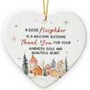 Neighbors Ornament 2026 - Thank You Gifts for Good Neighbors and Friends Next Door, Xmas Appreciation Gift for Women Man, Ceramic Ornaments for Christmas Tree Decor, Cute for Neighbor