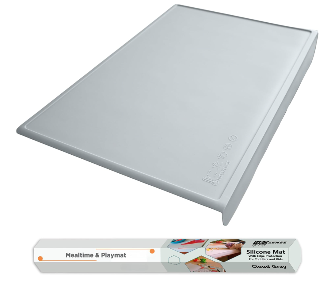 Silicone Craft Mat for Painting, PlayDoh and Art Projects with Angle-Protective Safety Edge – Toddlers & Kids Placemat – Non-Slip & BPA-Free Food Mat – 1.5mm Thick, 24"x16", Vanilla Cream