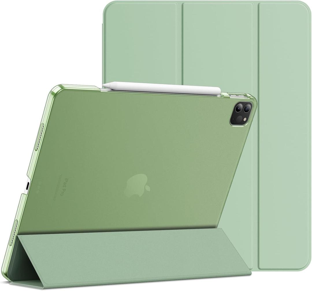 JETech Case for iPad Pro 12.9-Inch (6th/5th Generation, 2022/2021 Model), Slim Stand Hard Back Shell Smart Cover with Auto Wake/Sleep (Matcha Green)