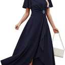 QMZ Wedding Guest Dresses for Women Have Pockets Cocktail Dress Ruffle Sleeve A Line Evening Party Formal Dresses for Women XXL