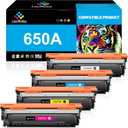 LeciRoba 650A CE270A CE271A CE272A CE273A Toner Cartridge Replacement for HP LaserJet Enterprise CP5525 CP5525 CP5525dn CP5525n CP5525xh M750 M750dn M750n M750xh Series Printer (4-Pack)