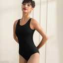 Women Dance Leotard Mesh Camisole Dancewear,Waist Mesh Splicing,Double Back Straps,Full Front Lining
