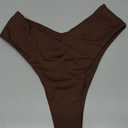 geluboao Women's Bikini Bottom Sexy V Cut High Cut Swimsuit High Waisted Bathing Suit Bottoms, S, Brown