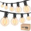 RTTY Outdoor String Lights 25ft, G40 Led Patio Globe Lights with 13pcs Plastic Bulbs, Shatterproof Waterproof Connectable Hanging for Porch Cafe Bistro Backyard Gazebo Balcony Deck Party