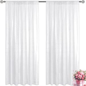 White Sequin Backdrop Curtain 2 Pieces 2FTx8FT Glitter Photography Backdrop for Party Wedding Birthday Christmas Decorations