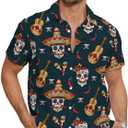 Halloween Button-Down Shirt - Stylish and Comfortable Men's Hawaiian Shirt (M)