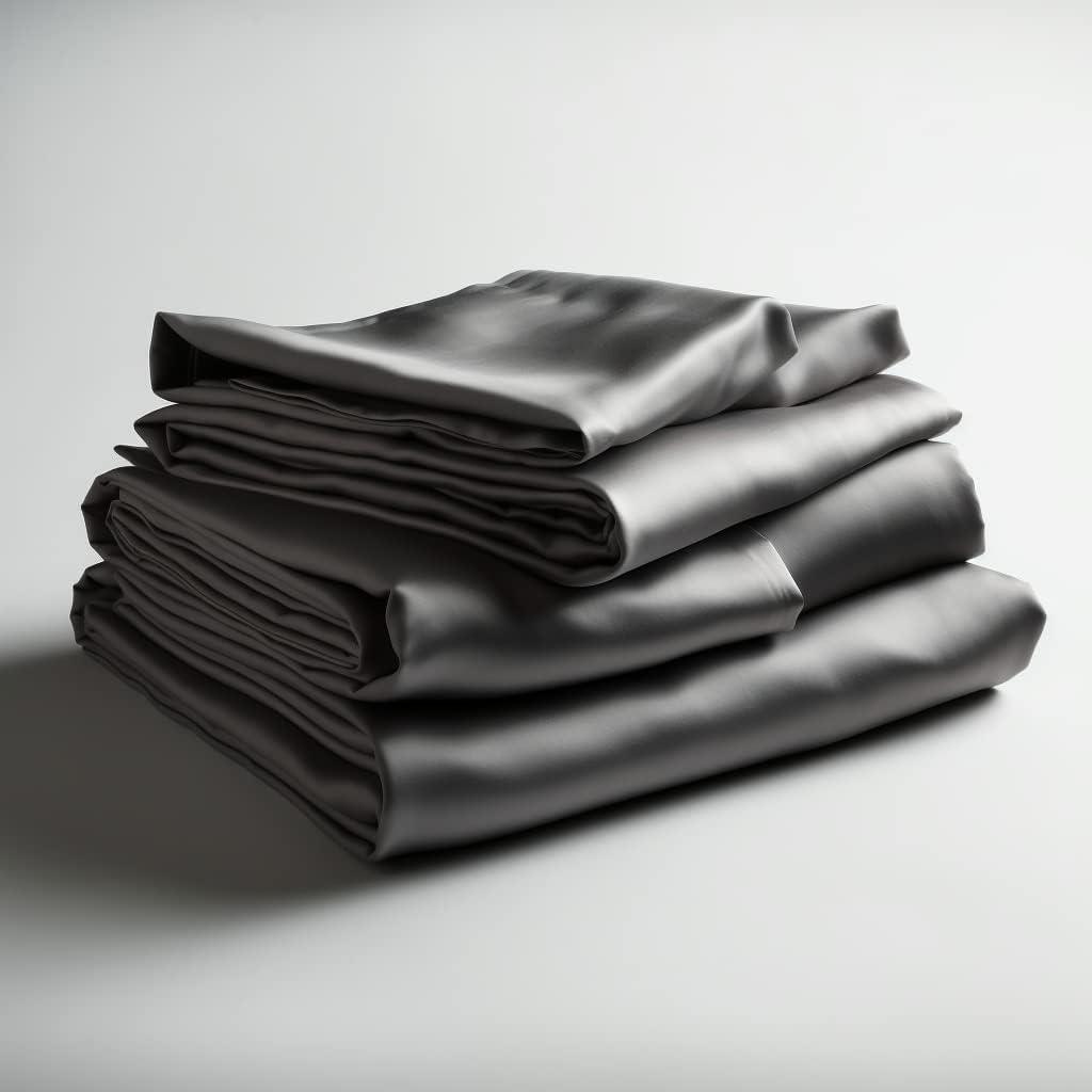 Lunar - Pure 100 Percent Rayon Derived from Bamboo Bed Sheet Set w/Corner Straps, for Hot Sleepers, Soft, Lightweight, Extra Deep Pockets 18 (One Set) (Slate Grey, Cal King) (California King)