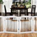 Freestanding Pet Gate for Dogs, Foldable Wooden Dog Gate for House, Indoor Dog Gate for Stair, Doorway, Gates for Dogs Indoor, 80 Inch Wide, 4 Panels 24",White