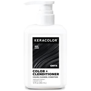 Keracolor Color + Clenditioner 3-in-1 Color-Depositing Conditioner, Gently Cleanses & Conditions, Semi-Permanent Hair Color, 23 Shades, 12 Fl Oz (Onyx)