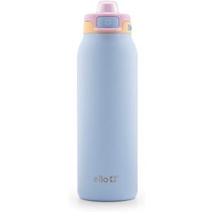 Ello Pop & Fill 32oz Stainless Steel Water Bottle with Quick Fill Technology, Double Walled and Vacuum Insulated Metal, Leak Proof Locking Lid, Sip and Chug, Reusable, BPA Free, Coastal Sunrise