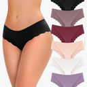 6 pack Seamless Underwear for Women Sexy Low Rise Hipster Wave Edge No Show Bikini Panties Womens Cheeky Large