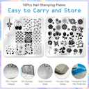 Biutee Nail Stamper Kit 16Pcs Nail Art Stamping Plate 8 Colors Stamp Polish Gel Silicone Stamper Scraper with Storage Bag, Nail Stamp Plates Love Flower Butterfly Leaf Template Holiday Design Gift