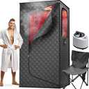 Portable Sauna with Red Light - Steam Sauna for Home, Folding Chair, Remote Control, 2.6 x 2.6 x 6.0, Black