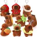9 Piece Capybara Plush Keychain Set, Cute Animal Keychains Outfits for Backpack Gifts