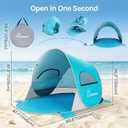 Wolfwise Pop up Beach Tent Sun Shelter with UPF50+ UV Protection, Instant Easy Setup Popup Beach Shade Canopy for 3 Person, Portable & Foldable with Carring Bag, 87 5747 in, Blue