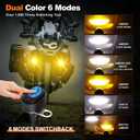Motorcycle Auxiliary Lights Kit, LEDMIRCY Luces Exploradoras Para Moto with Switch Wiring Harness LED Fog Spot Light 6Modes White/Amber Strobe Offroad Driving Light with Memory Function IP68 Waterproof