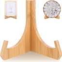 Wooden Plate Stands for Display Bamboo Picture Frame Holder 7 inches Tabletop Easels Frame Folding Display Stand Tabletop Art Holder Book Dish Decorative for Platter Dish Book Photo Plaque