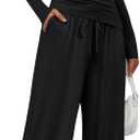 LILLUSORY Womens Boat Neck Long Sleeve Side Ruching Asymmetric Hem Top Wide Leg Pants 2 Piece Casual Lounge Set with Pockets (Small, Black)