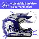 TCT-MOTORPARTS DOT Kids Youth Motocross Helmets ATV Off-Road Dirt Bike Motorcycle Full Face Blue Skull Helmet+Gloves+Goggles Medium