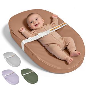 Baby Changing Pad, Waterproof Vegan Leather Wipeable Diaper Changing Pad with Safety Strap Non-Slip Changing Mat for Dresser & Table