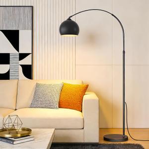 Matte Black Arc Floor Lamp 71" Tall, Dimmable 12W LED Smart Standing Lamp with Remote Control, 360 Rotatable Adjustable Height & Span, Reading Floor Lamp for Living Room, Bedroom, Office, Library