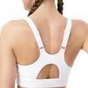 Racerback Sports Bras for Women High Support Adjustable Straps Molded Cup Workout Fitness Running Gym Bra (White, L)