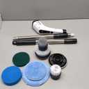 Leebein Electric Spin Scrubber, Cordless Cleaning Brush with 8 Replaceable Brush Heads, Tub and Floor Tile 360 Power Scrubber Dual Speed with Adjustable & Detachable Handle for Bathroom Kitchen Car (White)