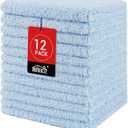 HOMEXCEL Microfiber Washcloths 12 Pack, Highly Absorbent and Soft Face Towel, Multi-Purpose Wash Cloths for Bathroom, Gym, Hotel, Spa and Kitchen, Multicolor 12x12 Inch, Blue
