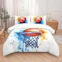RUPSLO 3 Pieces Basketball Comforter Set Boys,Full Comforter Bedding Set for Teens,Boys Full Comforter Sets,Basketball Bedding Twin,Sports Comforter Full 3Pcs