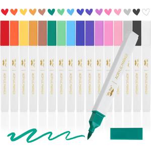 Mr. Pen- Acrylic Paint Markers, 16 pcs, Vibrant Color, Brush Tip Set