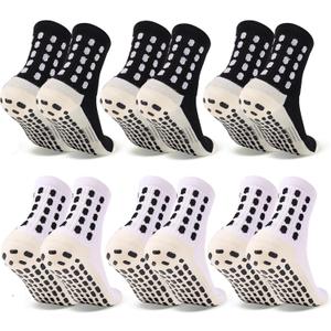 Barrlves 6 Pairs Kids Grip Soccer Socks Cushioned Non Slip Football Athletic Sports Socks for Boys Girls