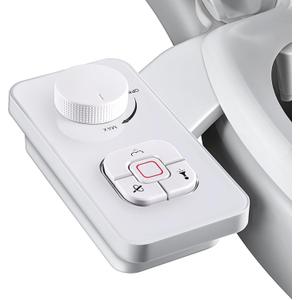 SAMODRA Bidet Attachment, Non-Electric Cold Water Bidet Toilet Seat Attachment with Pressure Controls, Retractable Self-Cleaning Dual Nozzles for Frontal & Rear Wash - White