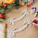 Roowest 2 Pcs Bow Carved Appliques Onlays White PVC Appliques for Furniture Decorative 3D Roses Carved Onlay DIY Decorative for Cabinet Dresser Bed Door Wall Wardrobe Ceiling