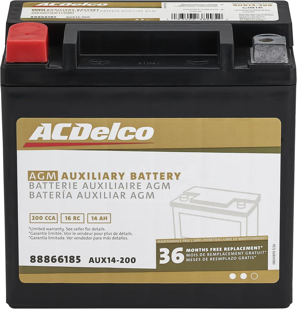 ACDelco Gold AUX14-200 (88866185) Auxiliary AGM 200 CCA Battery