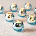 Homemory 12 Pcs Blue Votive Candle Holders, Round Mercury Glass Candle Holder, Tealight Candle Holders for Table Centerpieces, Baby Showe, Anniversary, Wedding, Home Decor, Halloween, Christmas