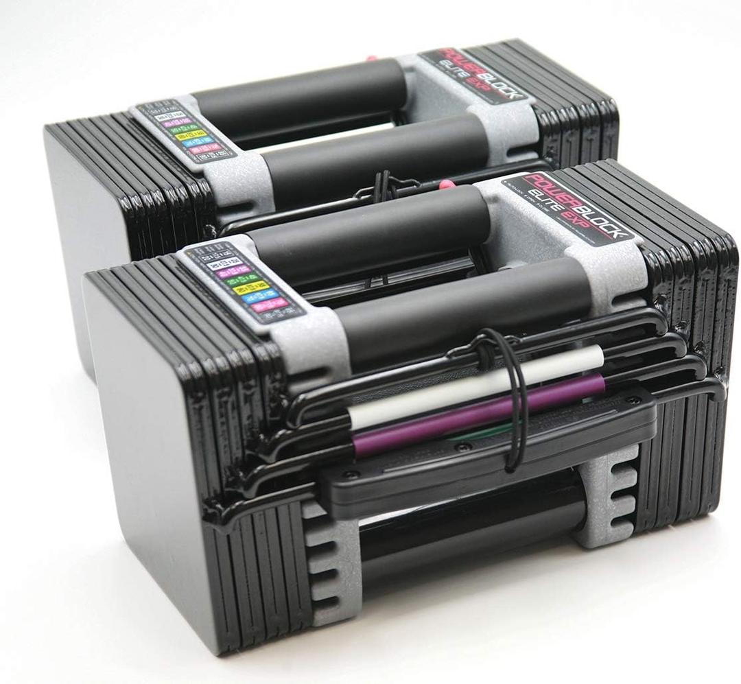 PowerBlock Elite EXP Adjustable Dumbbells, Sold in Pairs, Stage 1, 5-50 ...