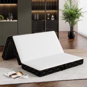 GEMBED Tri-Fold Memory Foam Mattress Twin - 4 Inch Portable Folding Mattress with Handle & Washable Cover, Floor Bed with Non-Slip Base, Space-Saving for Room, Travel, Guest Bed, RV, 75"x38"x4"