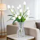 Homsunny 18.9 "Large White Imitation Tulip Artificial Flowers, 15-Piece Pack. Perfect for Spring Weddings, Valentine's Day, Easter, Mother's Day, and Elegant Home and Table vase Arrangements.