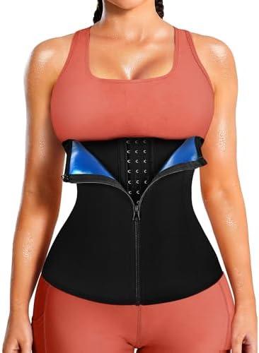 LEINIDINA Womens Waist Trainer Corset with Zipper Sweat Waist Trimmer for Women Workout Belt Corset Shapewear M