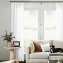 102 Inch Long Half Privacy Window Curtains for Living Dining Room Bedroom Semi Sheer White Linen Pinch Pleated Drapes 102 Inches Long Luxury Textured Extra Wide Floor to Ceiling Curtains